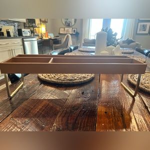 Anthropologie - Cognac leather and gold decorative tray